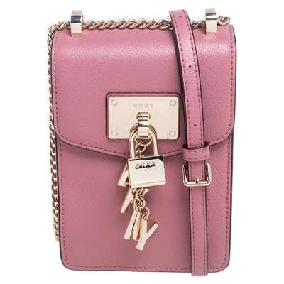 Pre-owned Dkny Pink Leather Elisa Phone Crossbody Bag