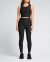 Beyond Yoga Caught In The Midi High-waist Space-dye Leggings In Jet Black Quilted
