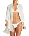 Vitamin A Playa Button-down Linen Shirtdress Coverup In Ecolinen Gauze Wh