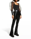 Norma Kamali Spat Faux Leather Flared Leggings In Black Foil