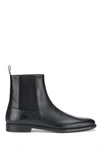 Hugo Boss Chelsea Boots In Polished Leather With Embossed Logo- Black Men's Boots Size 8.5