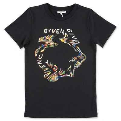 Givenchy Kids' T-shirt Nera In Jersey Di Cotone In Nero