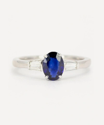 Kojis 18ct White Gold Sapphire And Baguette Cut Diamond Ring