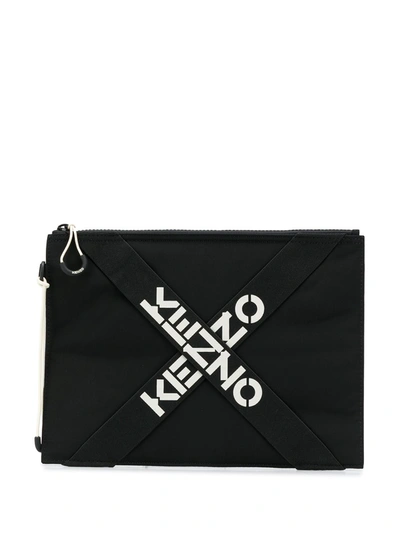 Kenzo Logo印花手拿包 In Black