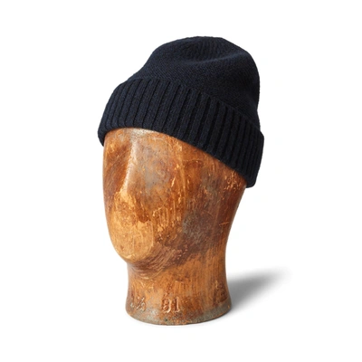 Double Rl Cashmere Watch Cap In Navy/black