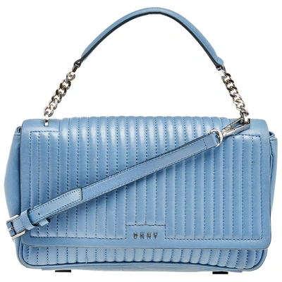 Pre-owned Dkny Light Blue Quilted Leather Gansevoort Top Handle Bag