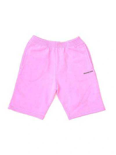 Balenciaga Kids Logo Print Shorts In Pink