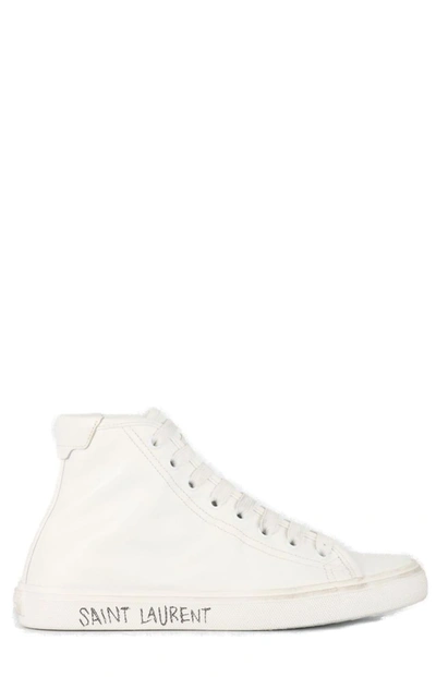 Saint Laurent Malibu Mid Sl Signature Sneakers In White
