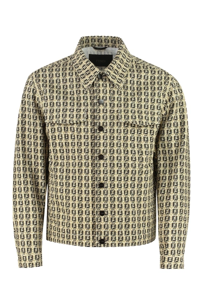 Fendi Ff-print Cotton-blend Twill Jacket In Beige