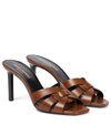Saint Laurent Tribute Woven Calfskin Stiletto Sandals In New Papaya