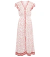 Poupette St Barth Della Floral Midi Dress In Pink Cerise