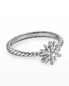 David Yurman Sterling Silver Petite Starburst Station Ring With Diamonds In Sterling Silver