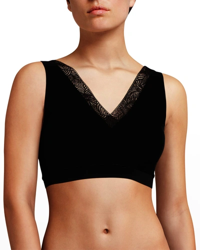Chantelle Softstretch Lace-trim Padded Bra Top In Black