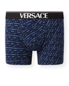 Versace Men's Organic Bio-stretch Boxer Briefs In Blue Navyblack