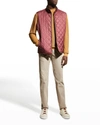 Peter Millar Essex Faux Suede-trimmed Quilted Shell Gilet In Cinnamon