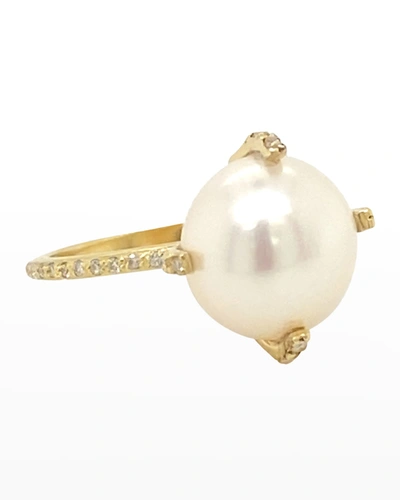 Armenta Sueno Pave Diamond Prong-set Pearl Ring
