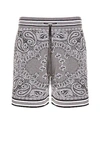 Amiri Straight-leg Space-dyed Bandana-jacquard Cotton Drawstring Shorts In Grey
