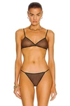 Saint Laurent Sheer Tulle Monogram Bra Green And Bordeaux In Vert & Bordeaux