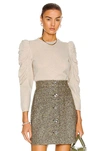 Frame Cashmere-wool Shirred Sleeve Sweater In Vanilla