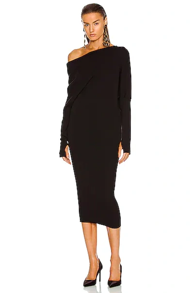 TOM FORD CASHMERE RIBBED OFF THE SHOULDER MIDI DRESS,TFOF-WD7