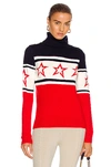 Perfect Moment Chopper Star Roll-neck Merino-wool Sweater In Red & Navy