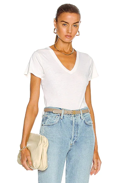 Nili Lotan Carol V Neck T-shirt In Ecru