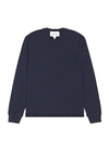 Frame Cotton Duofold Long Sleeve Cotton T-shirt In Navy