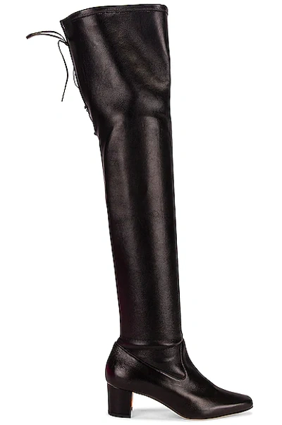 Manolo Blahnik Giovannanu Leather Over-the-knee Lace Boots In Blck0015