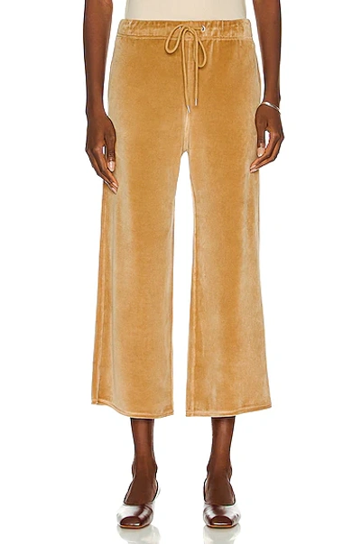 Nili Lotan Daphne Cropped Cotton-blend Wide-leg Track Pants In Camel