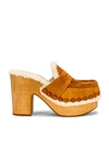 Chloé Joy Suede Block-heel Clogs In Caramello