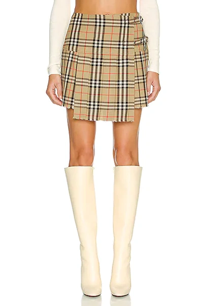 Burberry Check Wool Mini Kilt In Animal Print