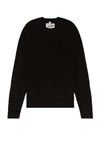 Schott Ribbed Wool Crewneck Sweater In Black