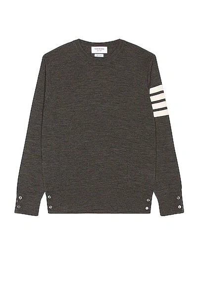 Thom Browne Sustainable Merino Classic Crew Sweater In Dark Grey