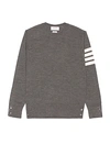 Thom Browne Sustainable Merino Classic Crew Sweater In Medium Grey