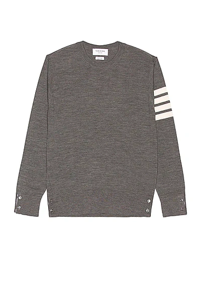 Thom Browne Sustainable Merino Classic Crew Sweater In Medium Grey