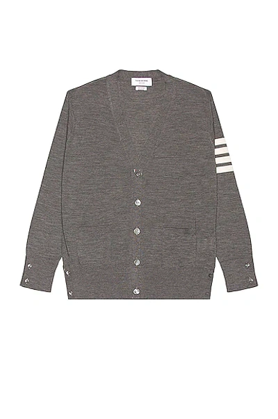 Thom Browne Sustainable Merino Classic Cardigan Sweater In Medium Grey