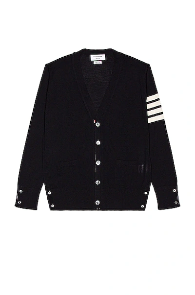 Thom Browne Sustainable Merino Classic Cardigan Sweater In Blue