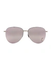 Saint Laurent Metal Pilot Sunglasses In Shiny Silver