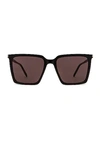 Saint Laurent Square Oversize Sunglasses In Shiny Black