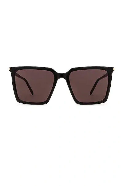 Saint Laurent Square Oversize Sunglasses In Shiny Black