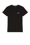 Balmain Black Crewneck T-shirt With Contrasting Logo Print In Cotton Man  In Noir & Blanc