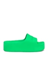 Balenciaga Logo Rubber Slides In Green