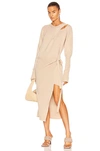 AISLING CAMPS RECYCLED CASHMERE DRAPED CREWNECK TIE DRESS,AISF-WD2