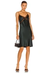 Kiki De Montparnasse Lace Inset Silk Slip Dress In Forest