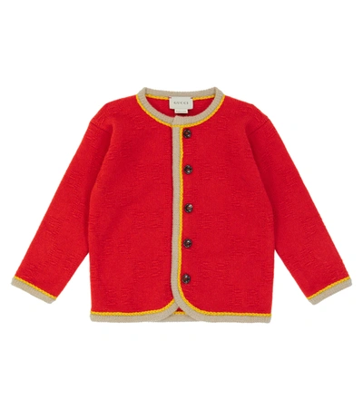 Gucci Babies' Kids Wool 'g' Cardigan (3-36 Months) In Red