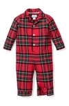 Petite Plume Imperial Tartan Flannel One-piece Pajamas In Red