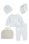 Barefoot Dreamsr Barefoot Dreams Cozychic® Lite Classic Cardigan, Pants, Socks, Beanie & Suitcase Set In Blue