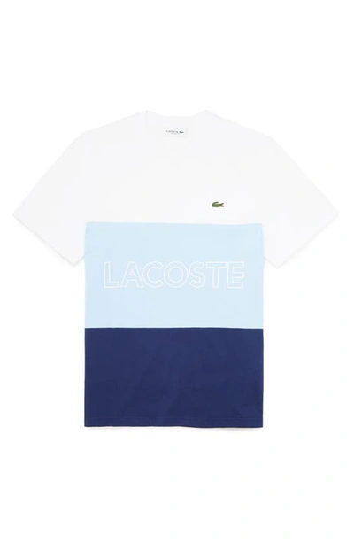 Lacoste Colorblock Short Sleeve Cotton T-shirt In White