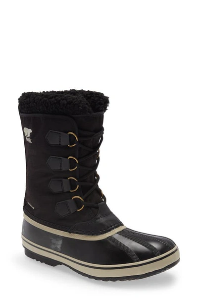 Sorel 1964 Pac Faux Shearling Trim Waterproof Snow Boot In Black