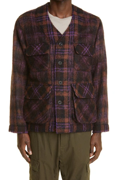 Nicholas Daley Check Wool Blend Jacket In Burgundy Check